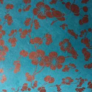 Cherry Blossom - copper on turquoise OUT OF STOCK