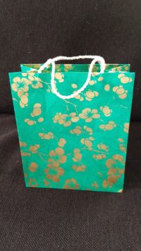 Cherry Blossom Gift Bag - gold on sea green