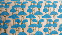 Mushroom - blue & olive green on natural