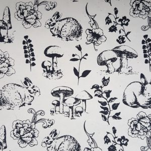 Rabbit & Mushroom - black on white