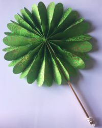 Fan - gold on lime green