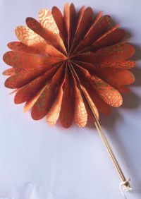 Fan - gold on orange