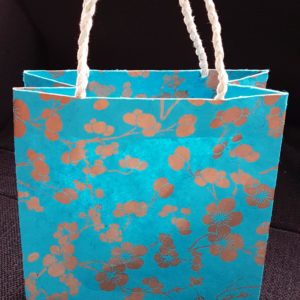 Cherry Blossom Gift Bag - copper on turquoise   OUT OF STOCK