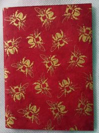 Bee Notebook - gold on raspberry