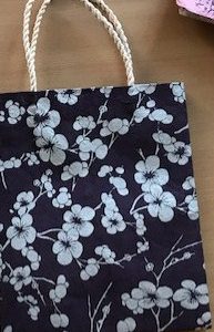 Cherry Blossom Gift Bag - silver on aubergine