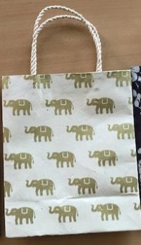 Elephant Gift Bag - gold on natural