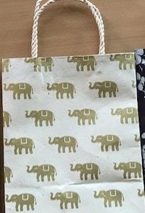 Elephant Gift Bag - gold on natural
