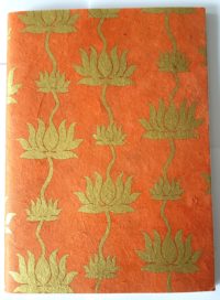 Lotus Notebook - gold on orange