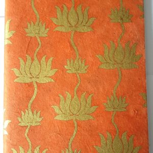 Lotus Notebook - gold on orange