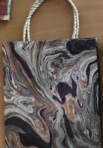 Marble Gift Bag - copper & silver on aubergine