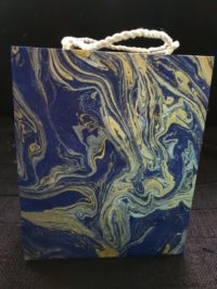NEW Marble Gift Bag - gold & silver on royal blue
