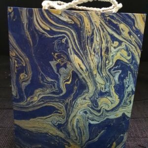 NEW Marble Gift Bag - gold & silver on royal blue