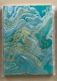 Marble Notebook - gold & silver on dark green