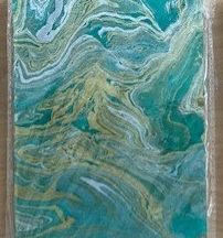 Marble Notebook - gold & silver on dark green