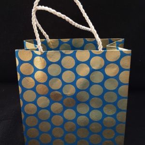 Polka Dot Gift Bag  - gold on dark blue
