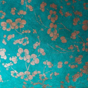 Cherry Blossom - gold on seagreen - OUT OF STOCK
