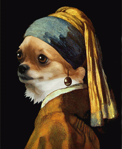 LP393 Vermeer 'girl with pearl earrings' w/dog face