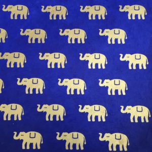 Elephant - gold on royal blue