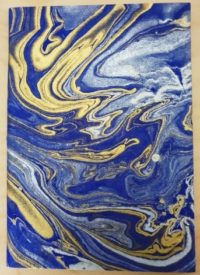 NEW Marble Notebook - gold & silver on royal blue