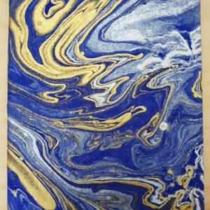 NEW Marble Notebook - gold & silver on royal blue